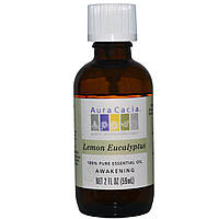 Aura Cacia, 100% чисте ефірне масло, лимонний евкаліпт, 2 рідких унції (59 мл)