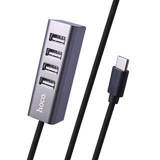USB-хаб Hoco HB1 Line Machine, USB-A → 4 × USB-A — Silver