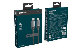 USB Cable Senteo SM-06 nano braided USB C-Lightning 30W 1M — Black