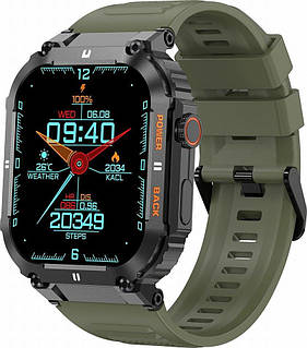 Смарт-час Gravity GT6-6, 1.96 дюйма, Bluetooth, IP67, зеленый