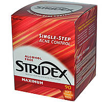 Stridex, Засіб від вугрів, 90 шт., максимальна сила, без спирту, ефективна дбайливе очищення шкіри