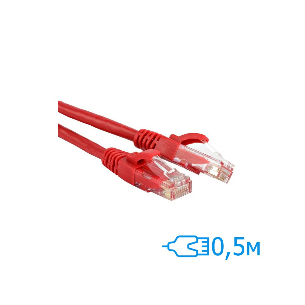 Патч-корд 0.5 м UTP, Cat.5e литий червоний