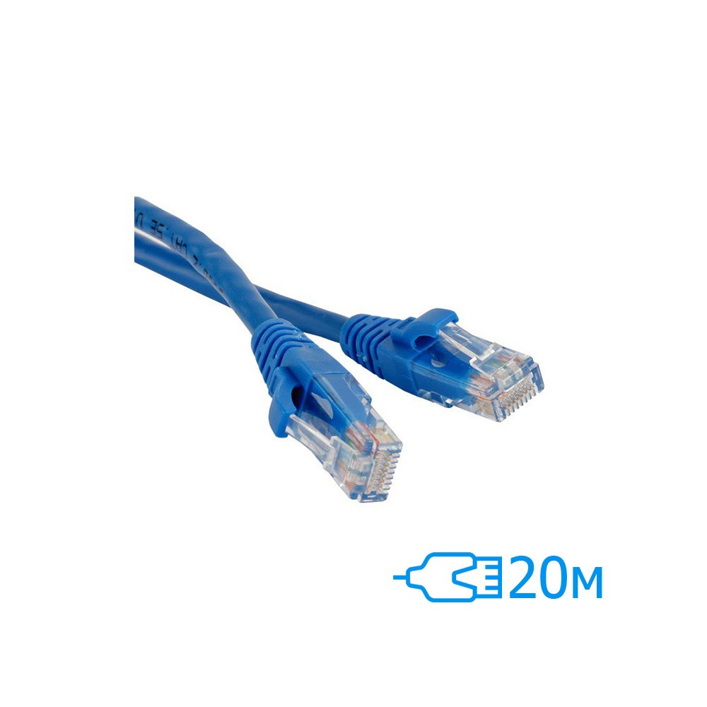 Патч-корд 20м UTP, Cat.5e RITAR литий синій