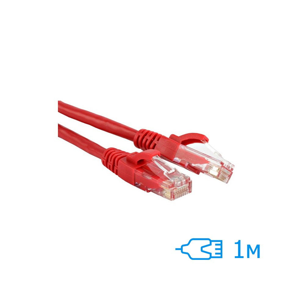 Патч-корд 1м, UTP, Cat.5e литий червоний
