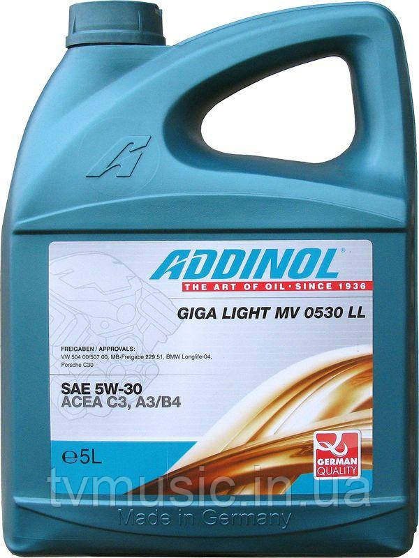 Олива моторна ADDINOL GIGA LIGHT MV 0530 (5W-30) 5 L, фото 1