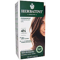 Herbatint, Перманентна рослинна фарба-гель для волосся, 4N, каштан, 4,56 рідкої унції (135 мл)