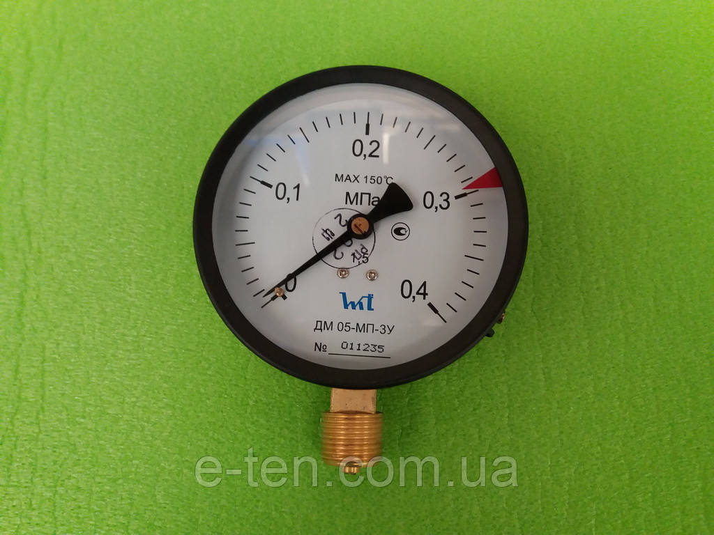 Манометр ДМ 05-МП-ЗУ от 0 - 0,4 МПа (4 атмосферы) MAX 150 °С,Ø 100 мм ...