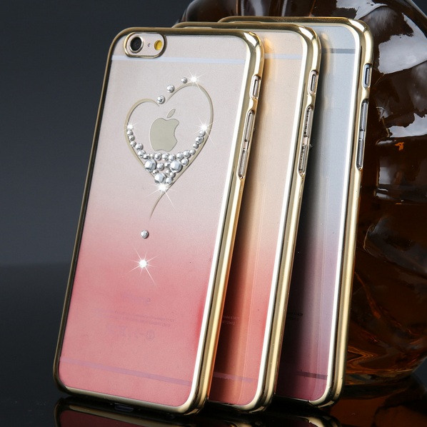 Чохол для iPhone 6 Plus двоколірний зі стразами