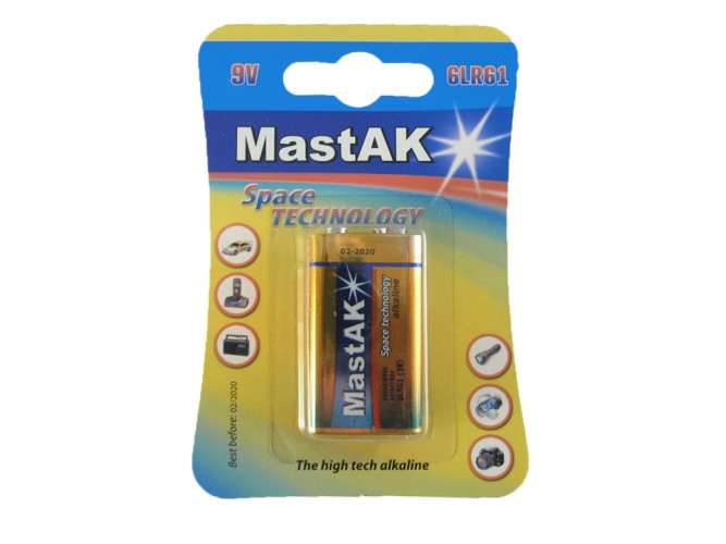 Батарейка крона Mastak 6f22 9V Алкалінова!