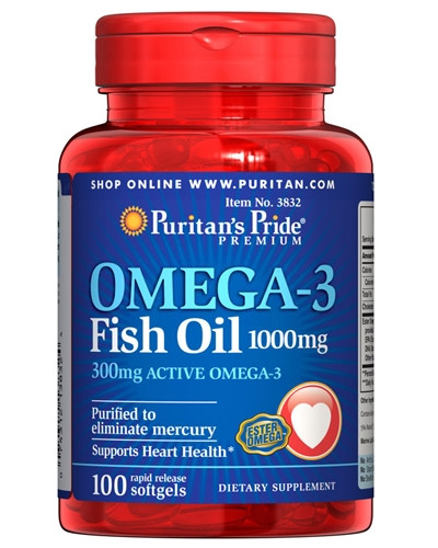 Puritan's Pride Omega 3 Fish Oil 100 caps - фото 1 - id-p530463066