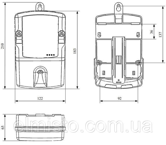 Габаритные и установочные размеры электросчетчика ЛЕО-М1.4