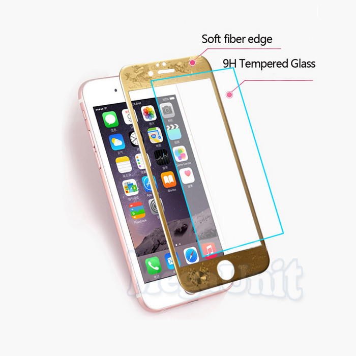 Защитное стекло 2в1 (экран + задняя панель) с рисунком для iPhone 6/6S Дракон, золотой - фото 4 - id-p530624192