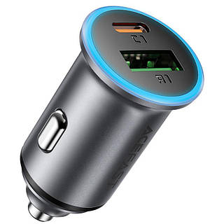АЗУ Acefast B15 PD20W+QC3.0 total 65W (1USB-A/1C) Gray