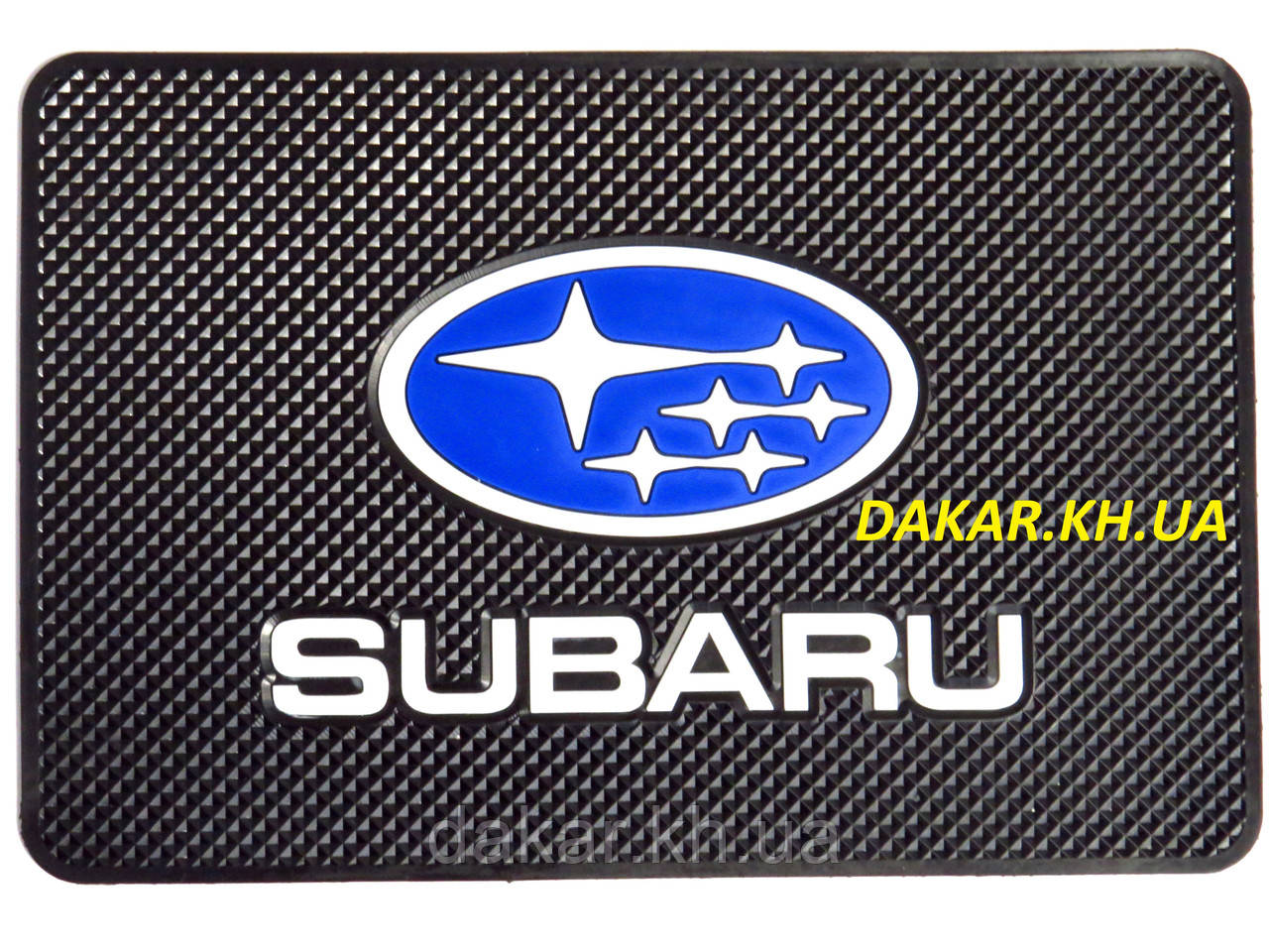 Антиковзаючий силіконовий килимок на торпедо з логотипом Subaru Субару v2, фото 1