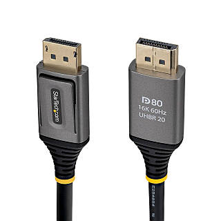 Кабель StarTech DisplayPort 2.1 2 м, сертифицирован VESA DP80, 10K/8K 60 Гц, несжатый, 16K 60 Гц / 8K 240 Гц с DSC 1.2a, кабель дл