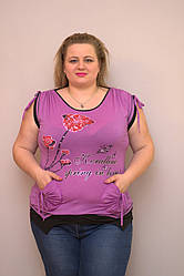 Туніка жіноча великого розміру HN "кишеньки-2" XL, фіолетовий