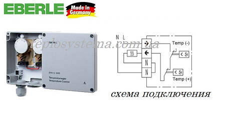 Терморегулятор Eberle DTR-E 3102 для обігрівання водостоків (Німеччина), фото 2