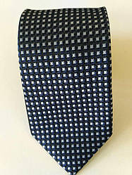 Краватка синій у дрібний сірий малюнок