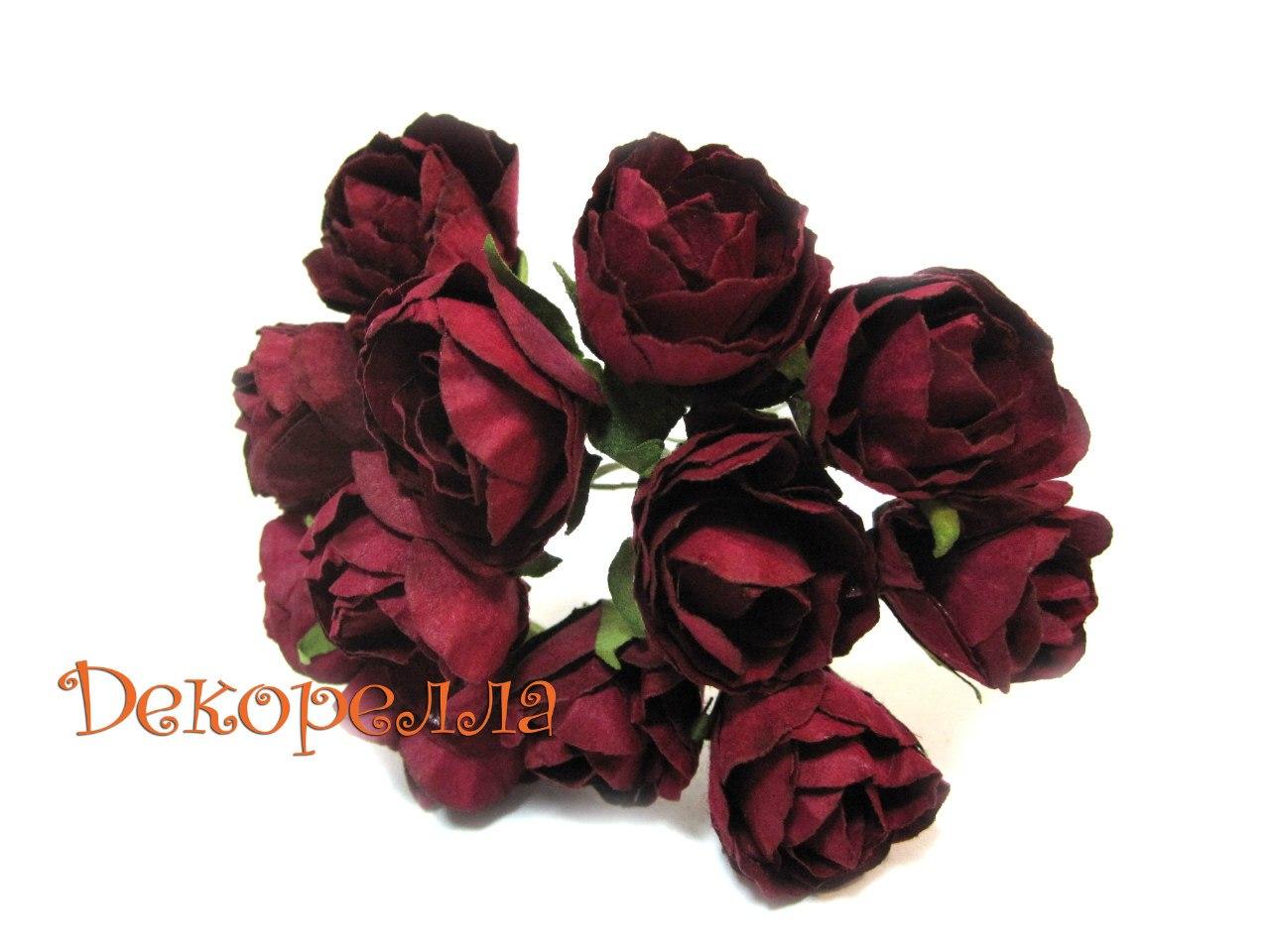 Букет паперових троянд 2,3 см (бордові)