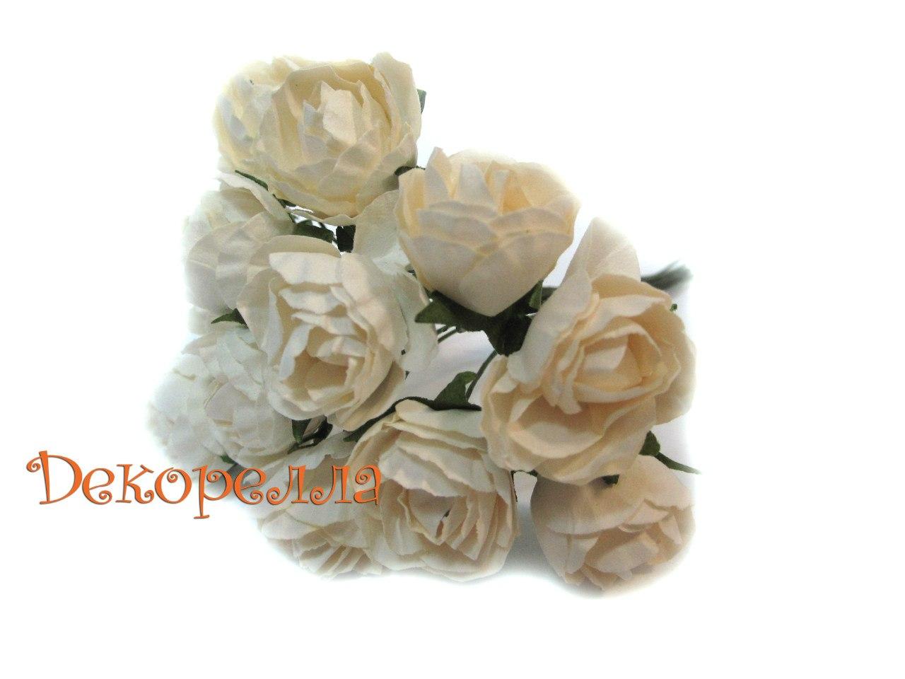 Букет паперових троянд 2,3 см (молочні)