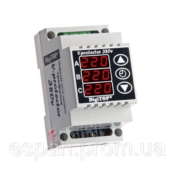 Реле напруги DigiTOP V-protector Vp-380V DIN (3 фази, фазне)     