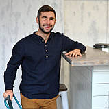 Льняна сорочка чоловіча. Колір льону на вибір. Розмір одягу від XS-12XL, фото 8