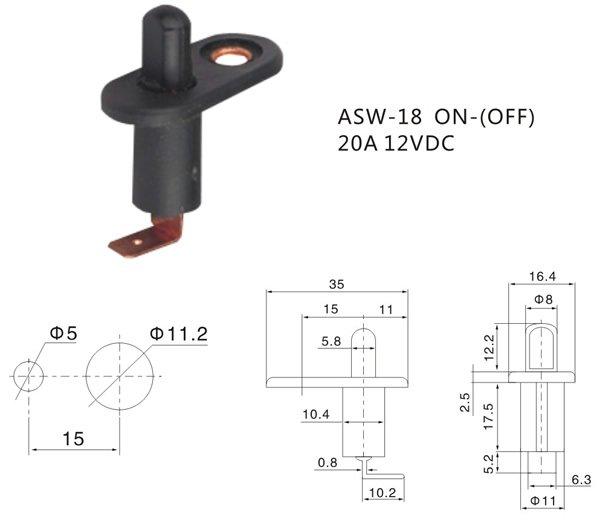 Кінцевий вимикач ASW-18 ON-(OFF) (20A 12VDC)