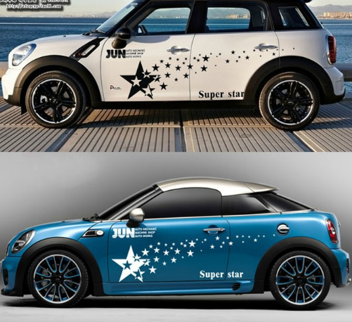 Вінілова наклейка для машини 3D star зірки білі, фото 1