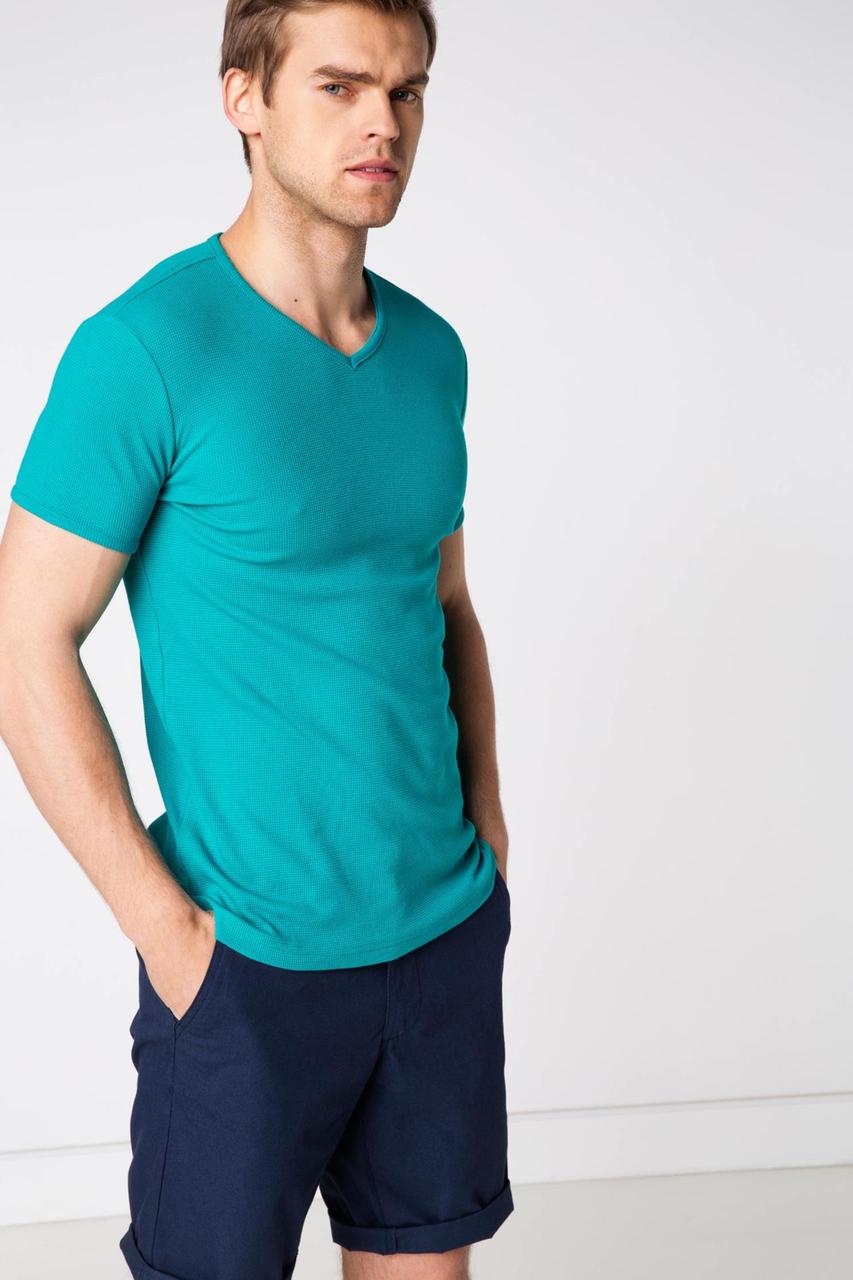 Чоловіча футболка De Facto бірюзового кольору, фото 1