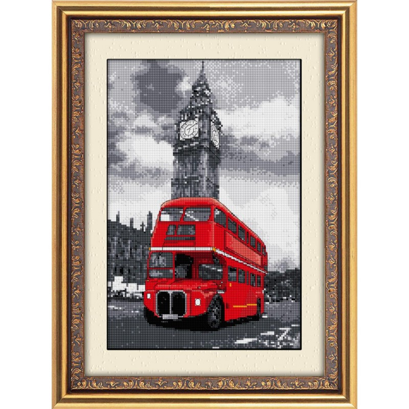 Мозаїка квадратним камінням Лондонський автобус Dream Art 30024 (25 х 39 см)