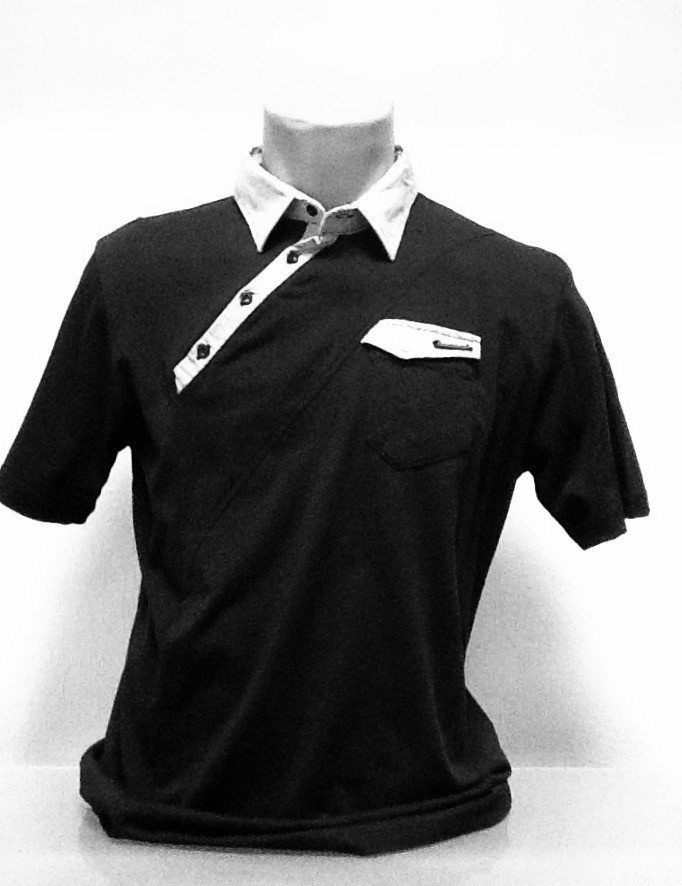 Футболка поло чоловіча чорна з коміром Doramafi, фото 1