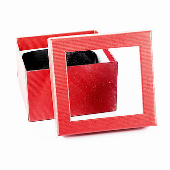 Подарункова коробка для годинника або браслета з віконцем червона 9 x 9 x 6 см
