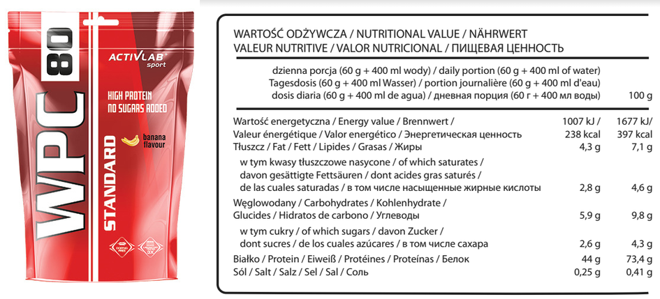 Сироватковий протеїн Activlab Wpc 80 Standard 700 г, фото 3