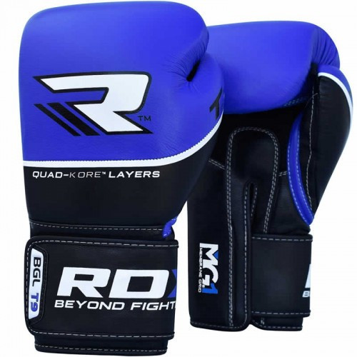 Боксерські рукавички шкіряні RDX Quad Kore Blue 16 oz унцій синій
