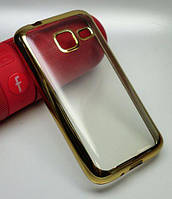 Чехол для Samsung J1 Mini / J105 силиконовый прозрачный Air Series Fashion золотой