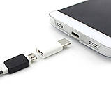 Type C адаптер, перехідник з microUSB на USB type C, колір білий, фото 4