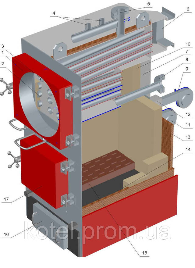Конструкция в разрезе твердотопливного котла Колви А 300