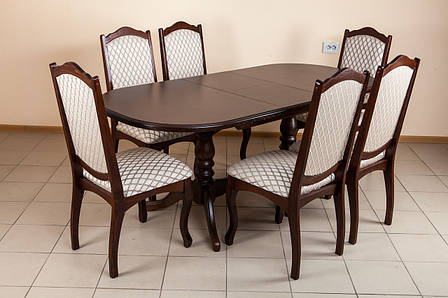 Стіл овальний на двох ніжках розкладний Вавілон Мікс меблі, колір темний горіх, фото 1