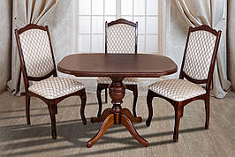 Стол обеденный раскладной прямоугольный на одной ножке Триумф Микс мебель, цвет орех / темный орех / венге