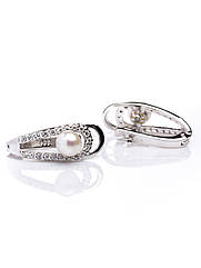 Сережки срібні з перлами Е-476