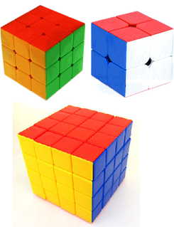 Три кубики Рубіка кольорові