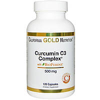 California Gold Nutrition, Комплекс з куркуміном C3, 500 мг, 120 капсул у рослинній оболонці