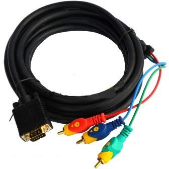 Шнур шт.VGA 15pin-3шт.RCA(RGB), gold, діам.-8,0 мм, 3 мм