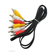 Шнур з'єдн. 3RCA х 3RCA gold, діам.-4х12мм, чорний, 1,8 м.