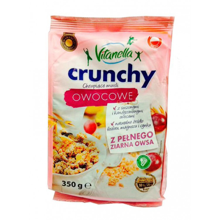 Мюслі вівсяні Vitanella Crunchy Owocowe сухофрукти, 350 г