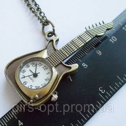 Годинник із підвіскою "Гітара" на ланцюжку (під бронзу)., фото 2