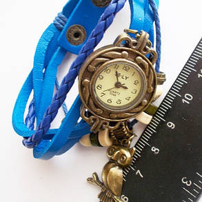 Модний годинник браслет. Синій ремінець із підвіскою., фото 2