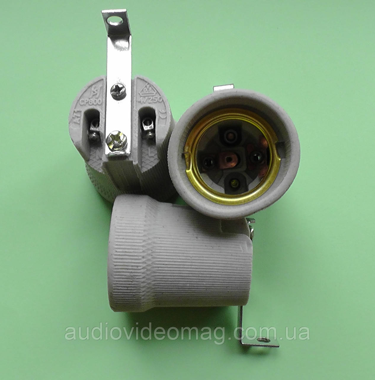 Керамічний патрон з цоколем Е27 та металевим кріпленням, фото 1