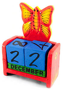Календар настільний з кубиками "Метелик" дерево 15х10х5см (30291)