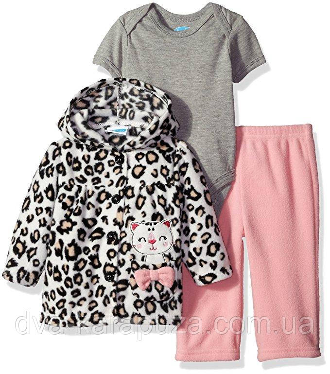 Флісовий набір — трійка для дівчинки Bon Bebe, 3-6 міс!, фото 1